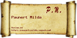 Paunert Milda névjegykártya